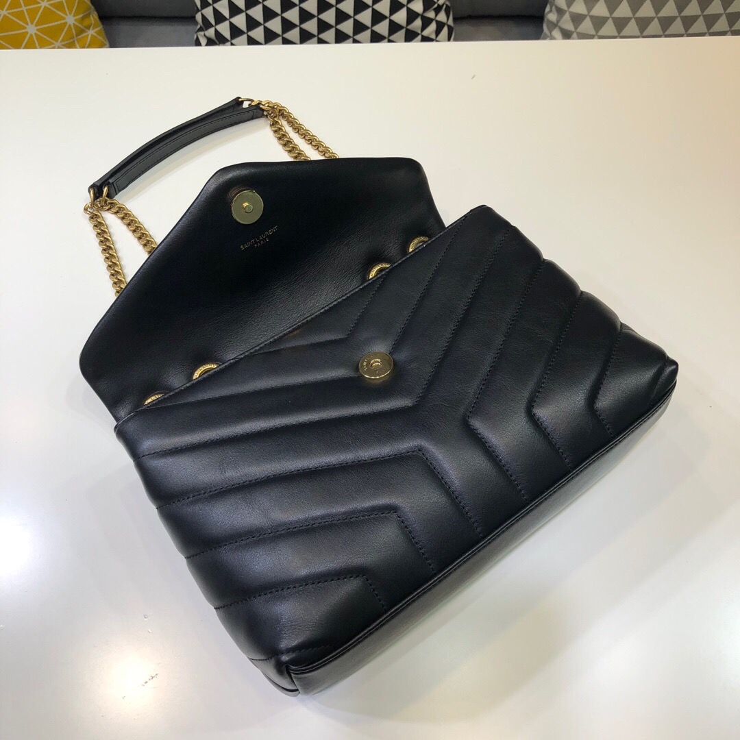Saint Laurent Loulou Small Chain Bag In Matelassé “Y” Black For Women 9.8in/23cm
