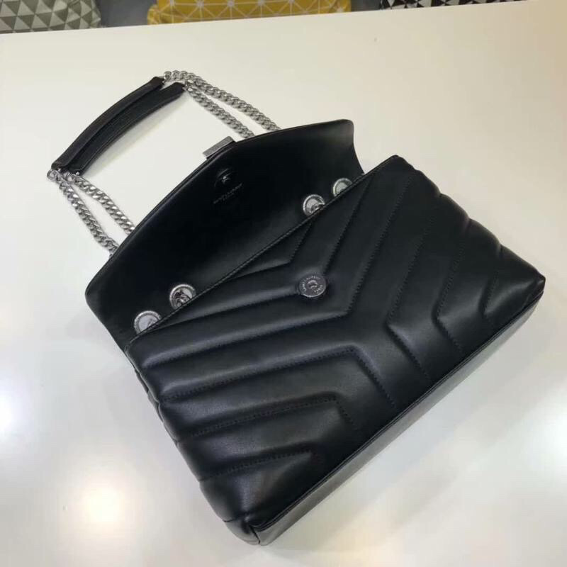 Saint Laurent Loulou Small Chain Bag In Matelassé “Y” Black For Women 9.8in/23cm
