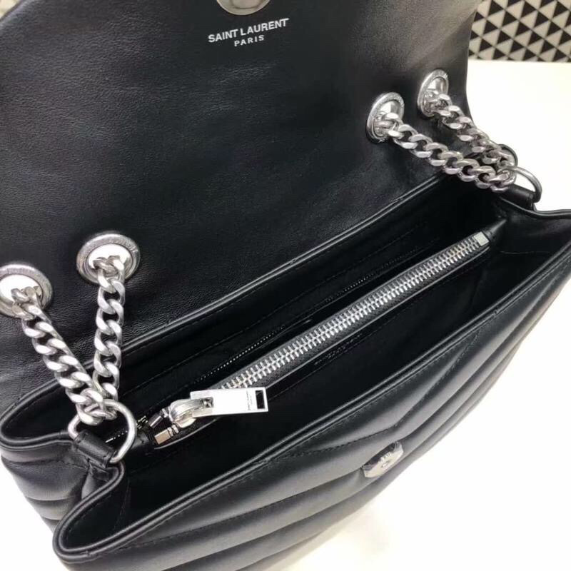 Saint Laurent Loulou Small Chain Bag In Matelassé “Y” Black For Women 9.8in/23cm