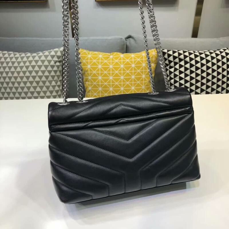 Saint Laurent Loulou Small Chain Bag In Matelassé “Y” Black For Women 9.8in/23cm