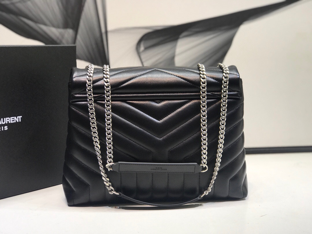Saint Laurent Loulou Small Chain Bag In Matelassé “Y” Black For Women 9.8in/23cm YSL  494699DV7261000