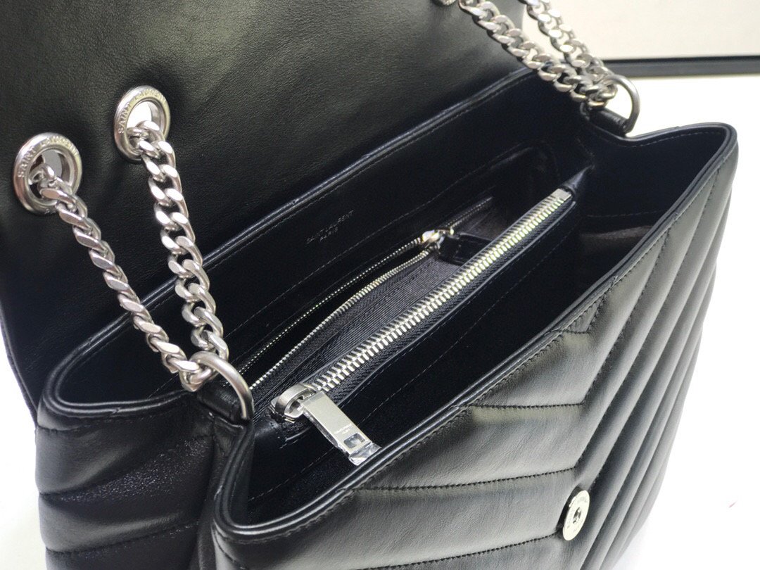 Saint Laurent Loulou Small Chain Bag In Matelassé “Y” Black For Women 9.8in/23cm YSL  494699DV7261000