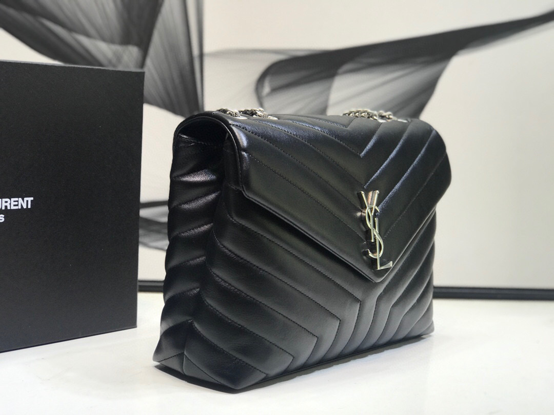 Saint Laurent Loulou Small Chain Bag In Matelassé “Y” Black For Women 9.8in/23cm YSL  494699DV7261000