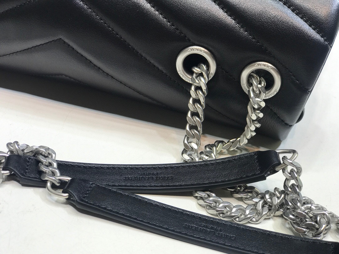 Saint Laurent Loulou Small Chain Bag In Matelassé “Y” Black For Women 9.8in/23cm YSL  494699DV7261000