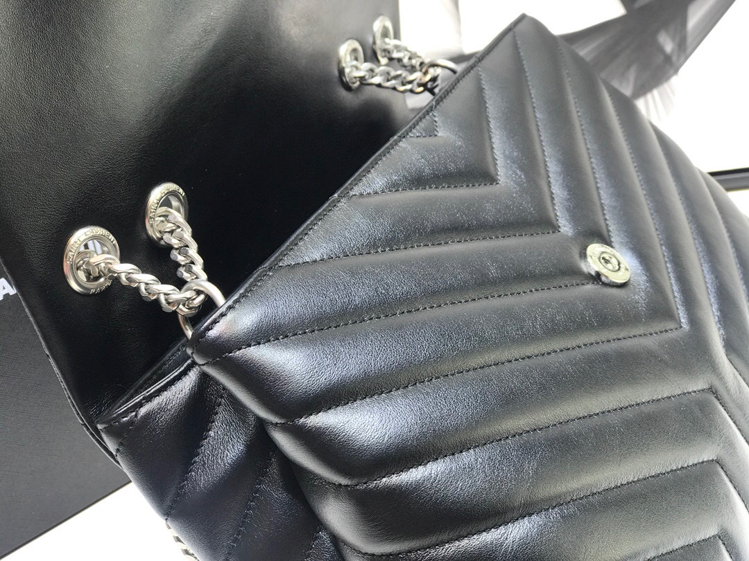 Saint Laurent Loulou Small Chain Bag In Matelassé “Y” Black For Women 9.8in/23cm YSL  494699DV7261000