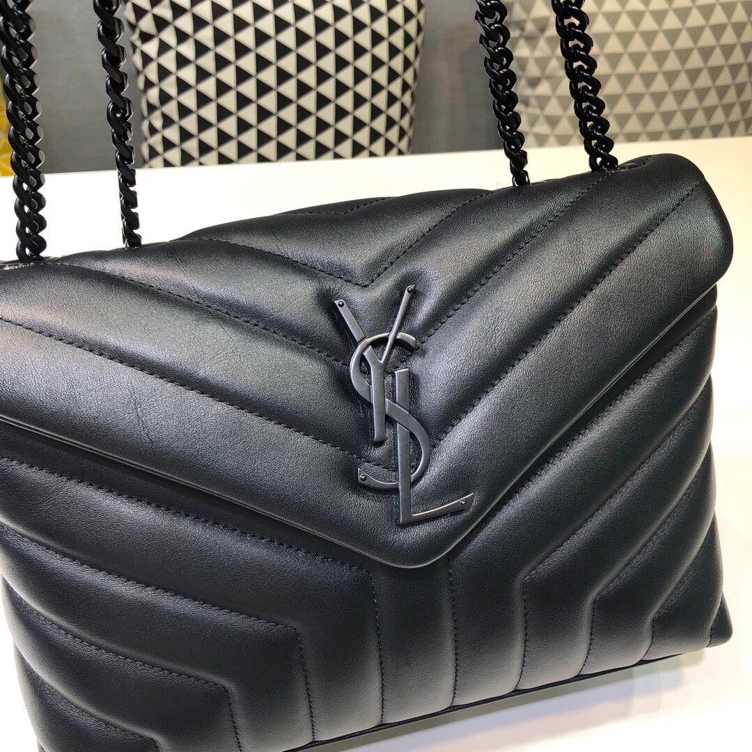 Saint Laurent Loulou Small Chain Bag In Matelassé “Y” Black For Women 9.8in/23cm YSL 494699DV7281000