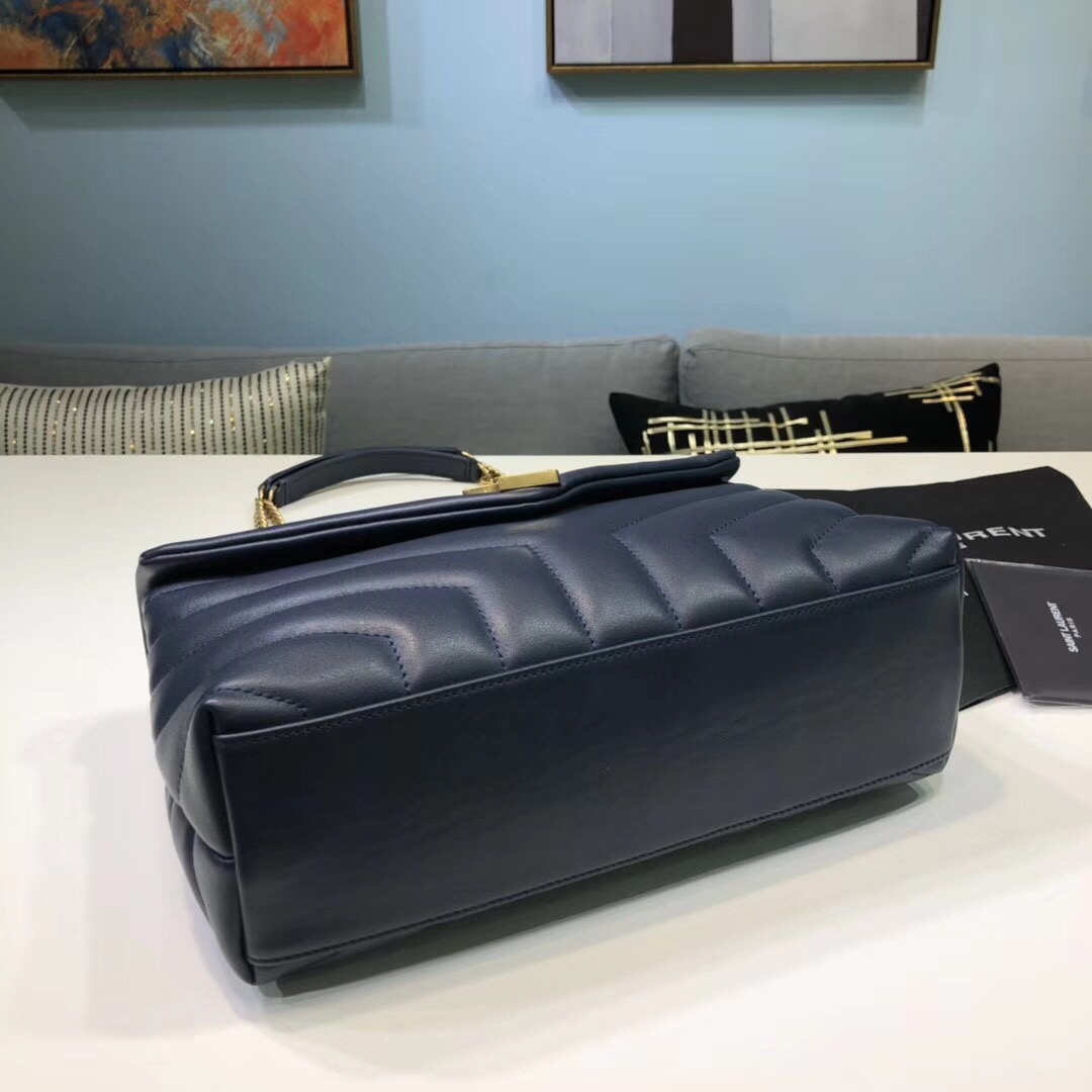 Saint Laurent Loulou Small Chain Bag In Matelassé “Y” Blue For Women 9.8in/23cm YSL 494699DV7274147