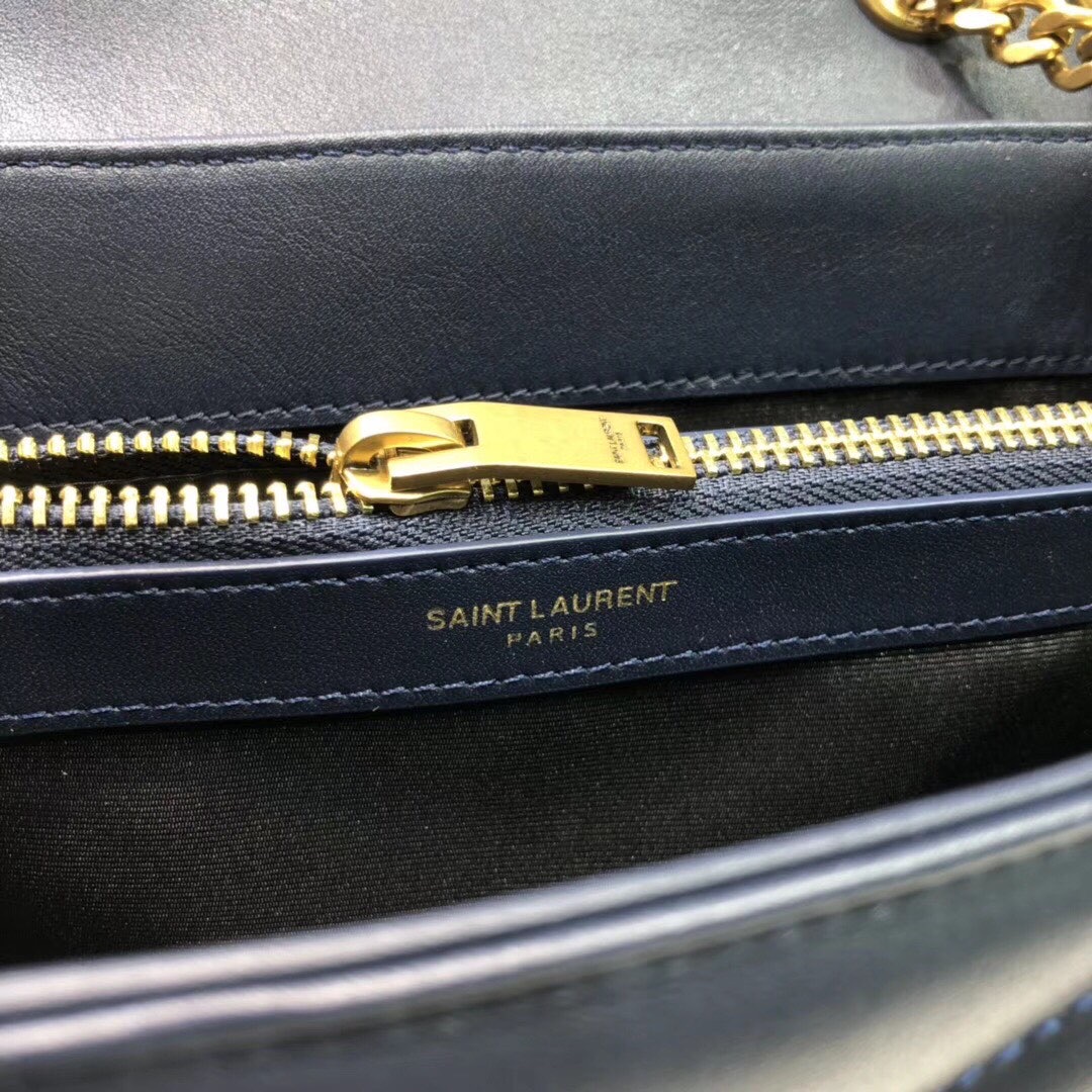 Saint Laurent Loulou Small Chain Bag In Matelassé “Y” Blue For Women 9.8in/23cm YSL 494699DV7274147