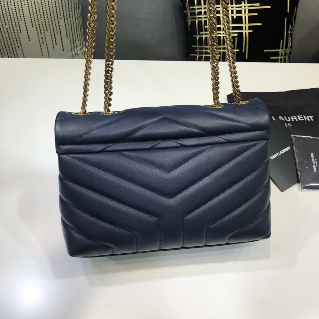 Saint Laurent Loulou Small Chain Bag In Matelassé “Y” Blue For Women 9.8in/23cm YSL 494699DV7274147