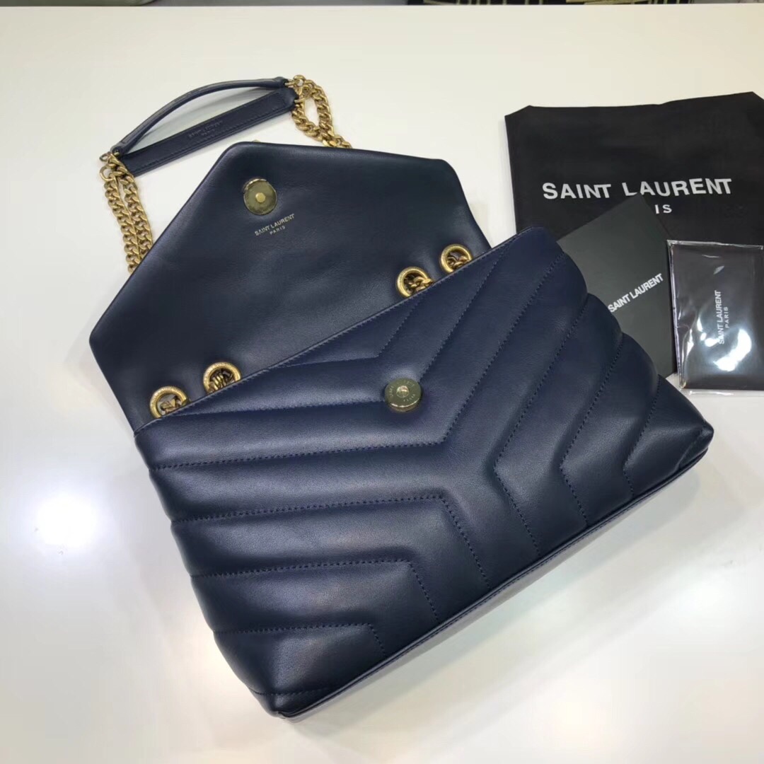 Saint Laurent Loulou Small Chain Bag In Matelassé “Y” Blue For Women 9.8in/23cm YSL 494699DV7274147