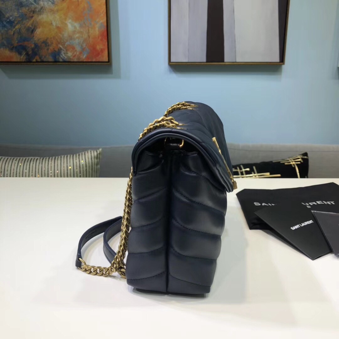 Saint Laurent Loulou Small Chain Bag In Matelassé “Y” Blue For Women 9.8in/23cm YSL 494699DV7274147