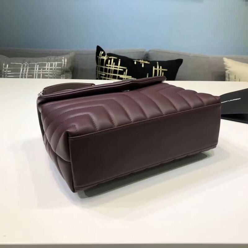 Saint Laurent Loulou Small Chain Bag In Matelassé “Y” Burgundy For Women 9.8in/23cm YSL 