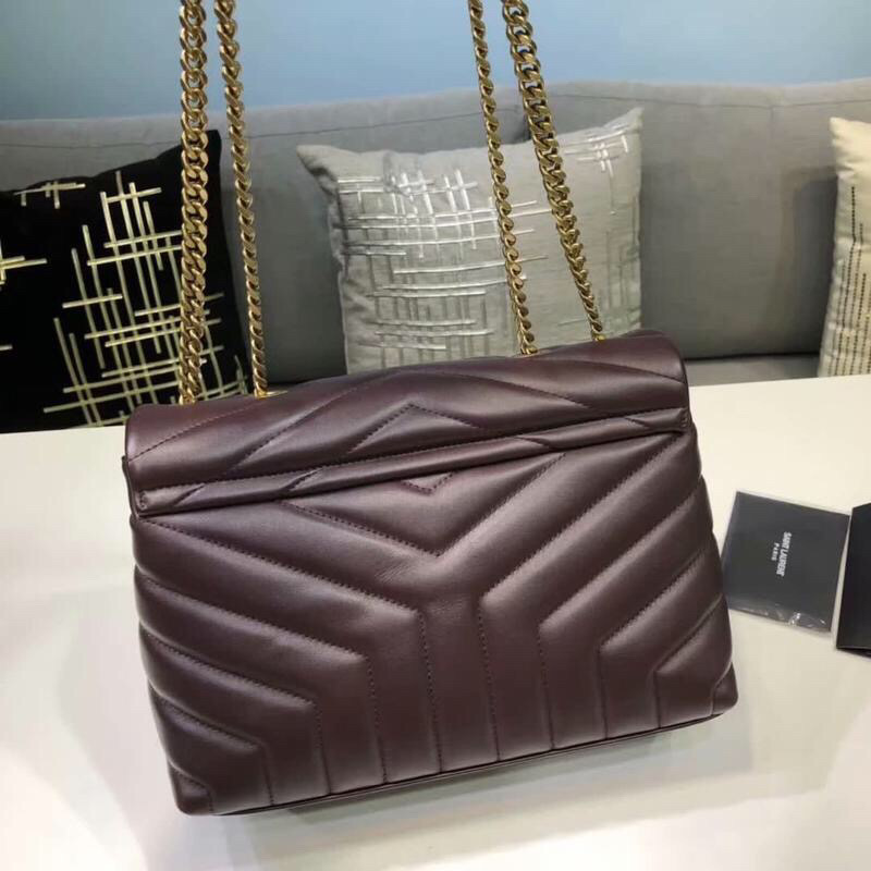 Saint Laurent Loulou Small Chain Bag In Matelassé “Y” Burgundy For Women 9.8in/23cm YSL 494699DV7276475