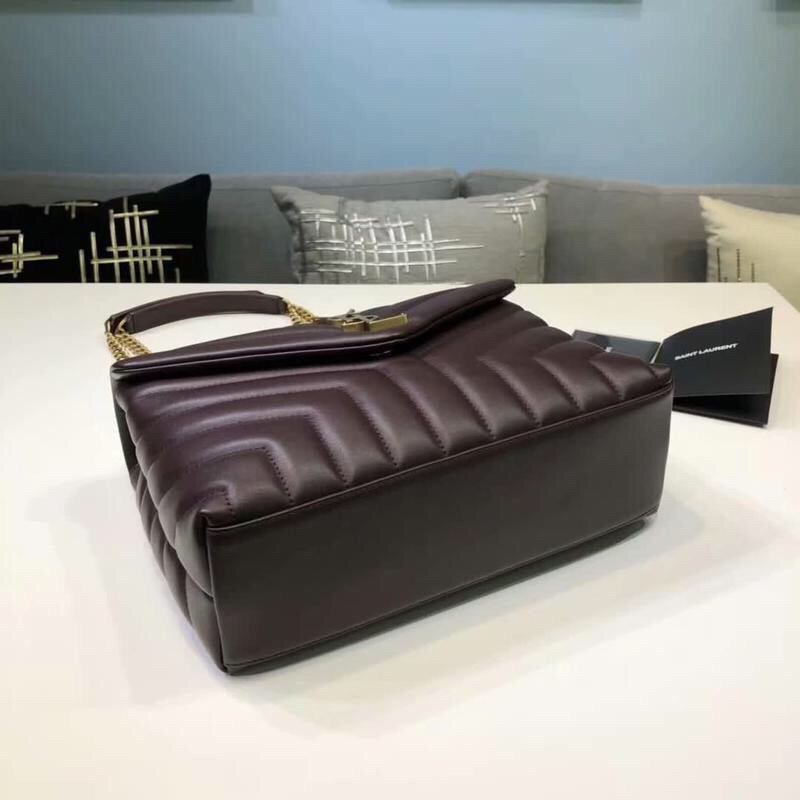 Saint Laurent Loulou Small Chain Bag In Matelassé “Y” Burgundy For Women 9.8in/23cm YSL 494699DV7276475