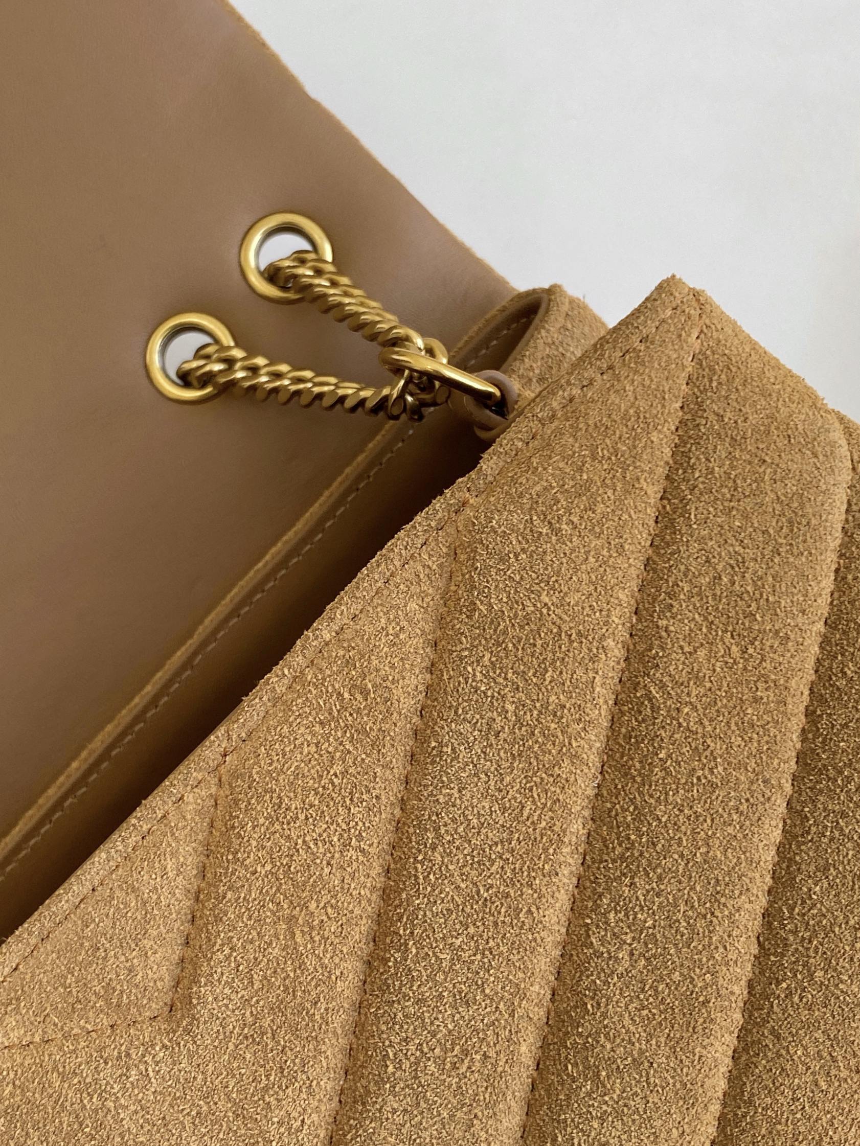 Saint Laurent Loulou Small Chain Bag In “Y” Brown With Gold Hardware For Women 9.8in/23cm YSL 4946991U8C77761