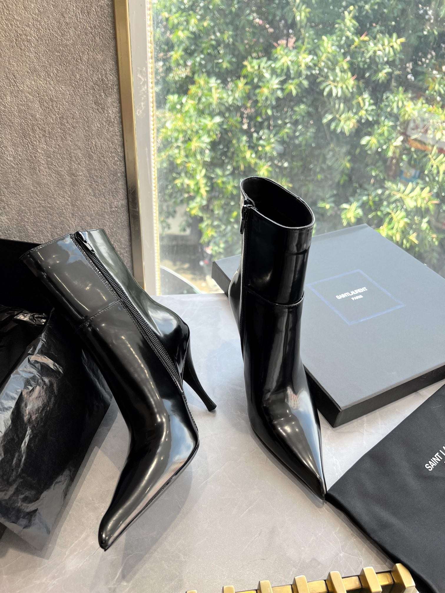 Saint Laurent Martin Boots Small Square Sharp Black For Women