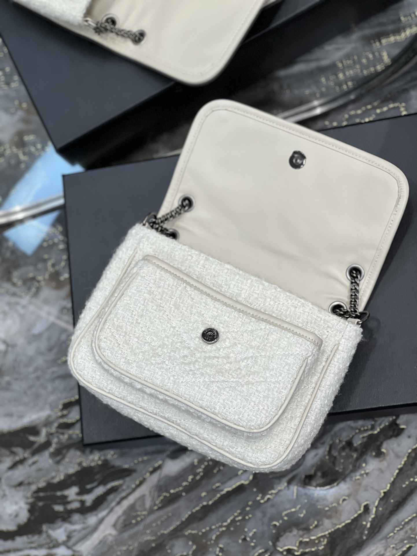 Saint Laurent Niki Baby Chain Bag White For Women, Women’s Bags 8.2in/21cm YSL