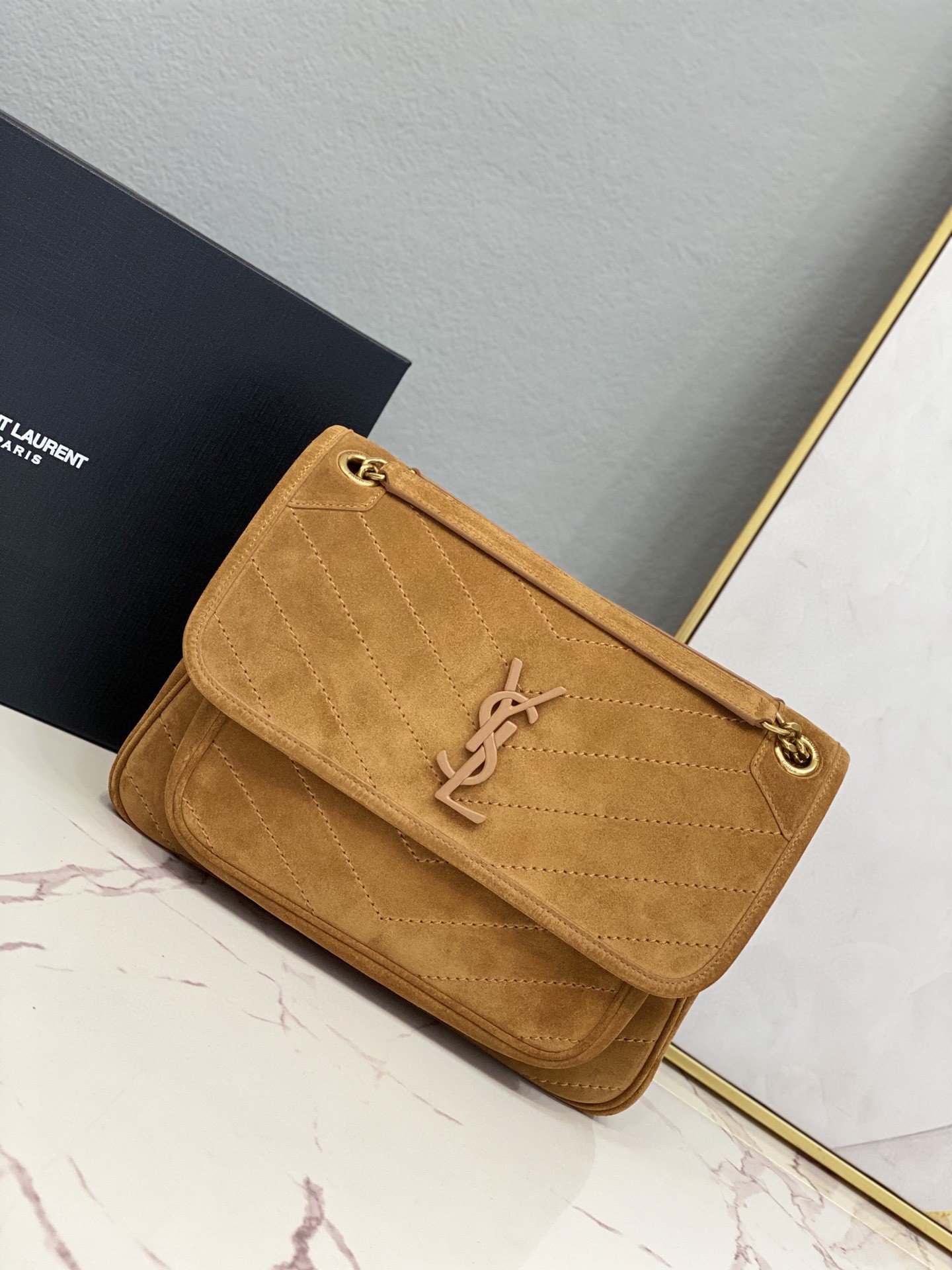 Saint Laurent Niki Medium Chain Bag Brown For Women 11in/28cm YSL