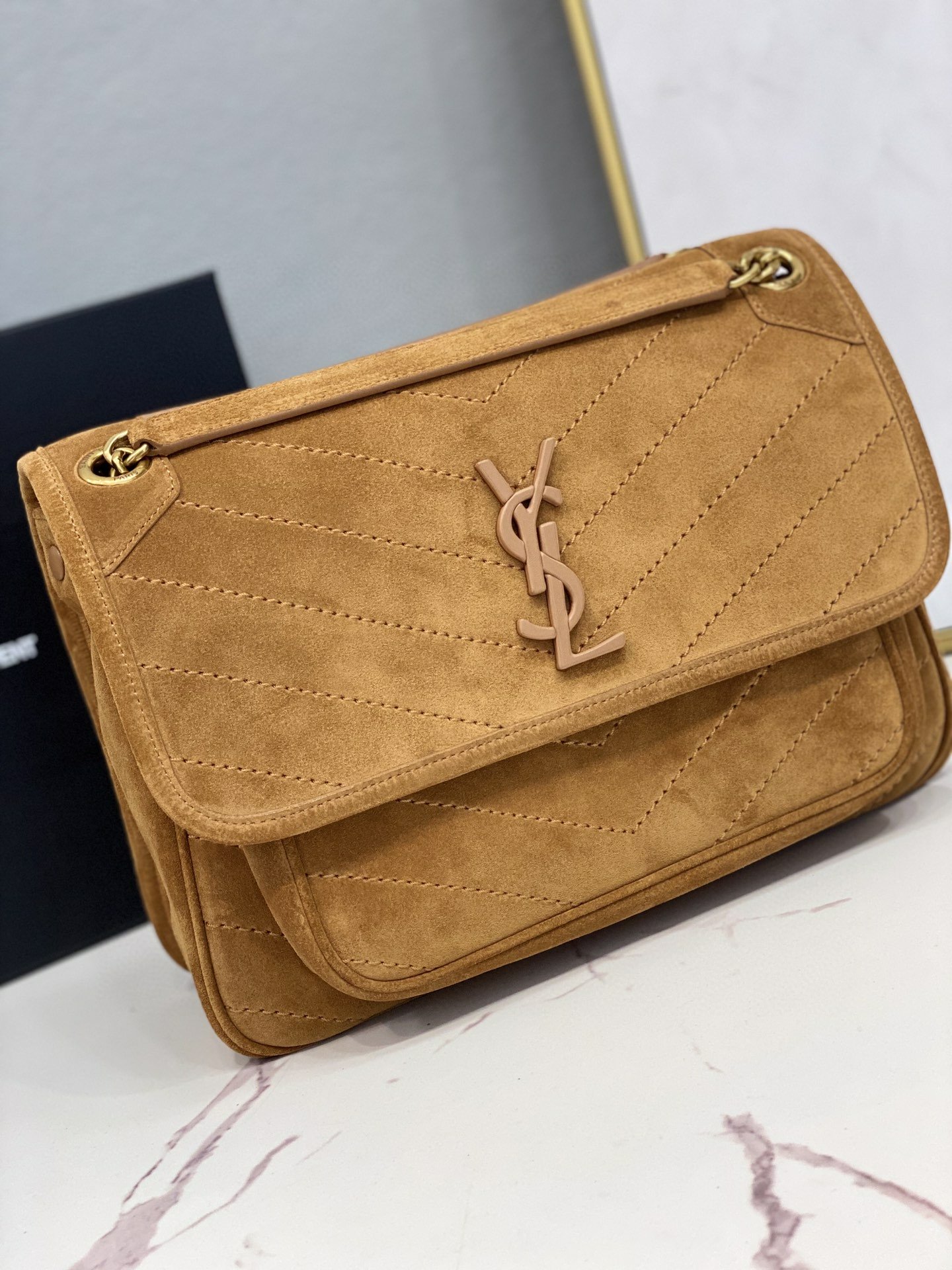 Saint Laurent Niki Medium Chain Bag Brown For Women 11in/28cm YSL