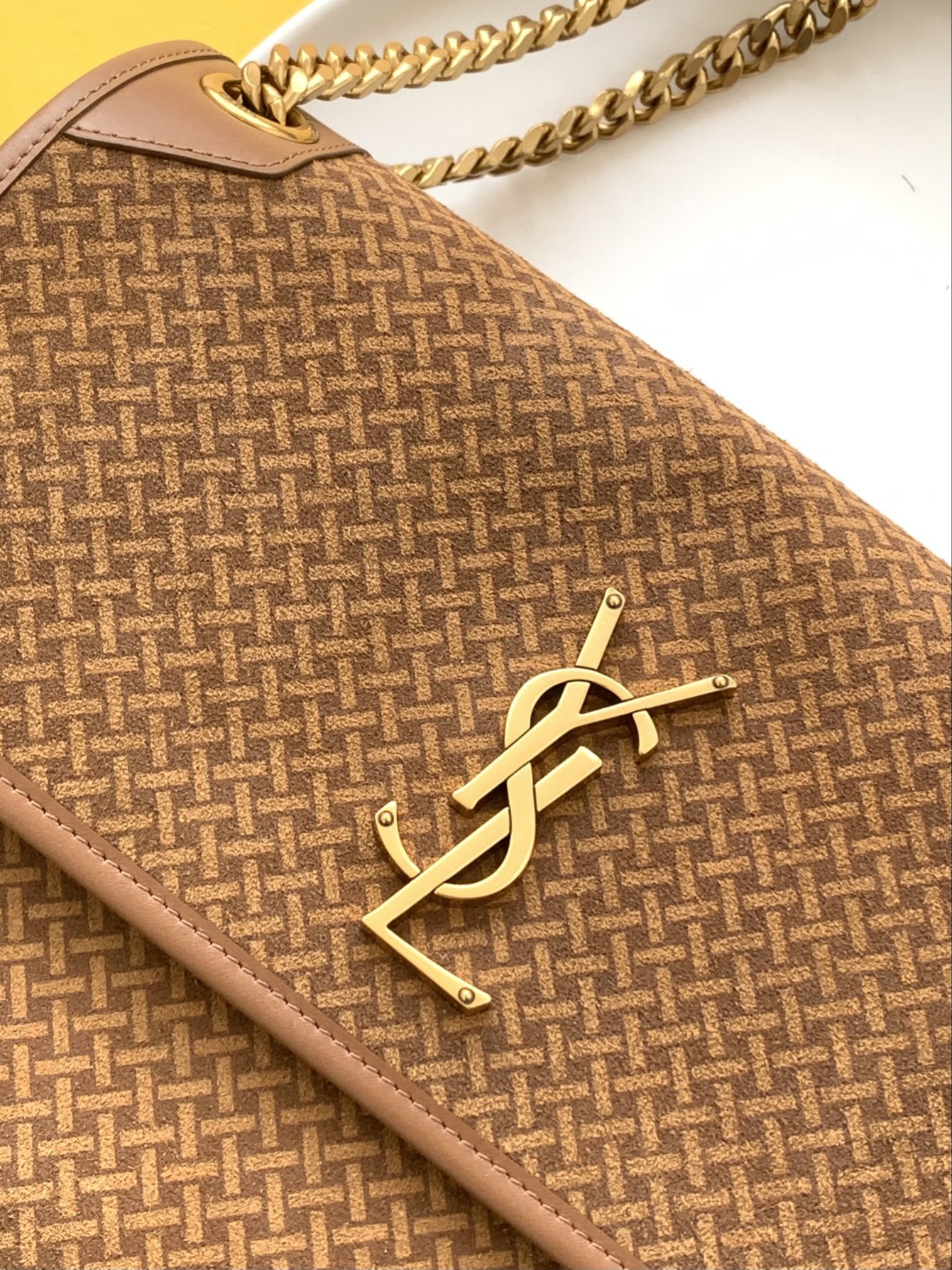 Saint Laurent Niki Medium Chain Bag Brown In Vintage Crinkled With Gold Toned Hardware For Women 11in/28cm YSL