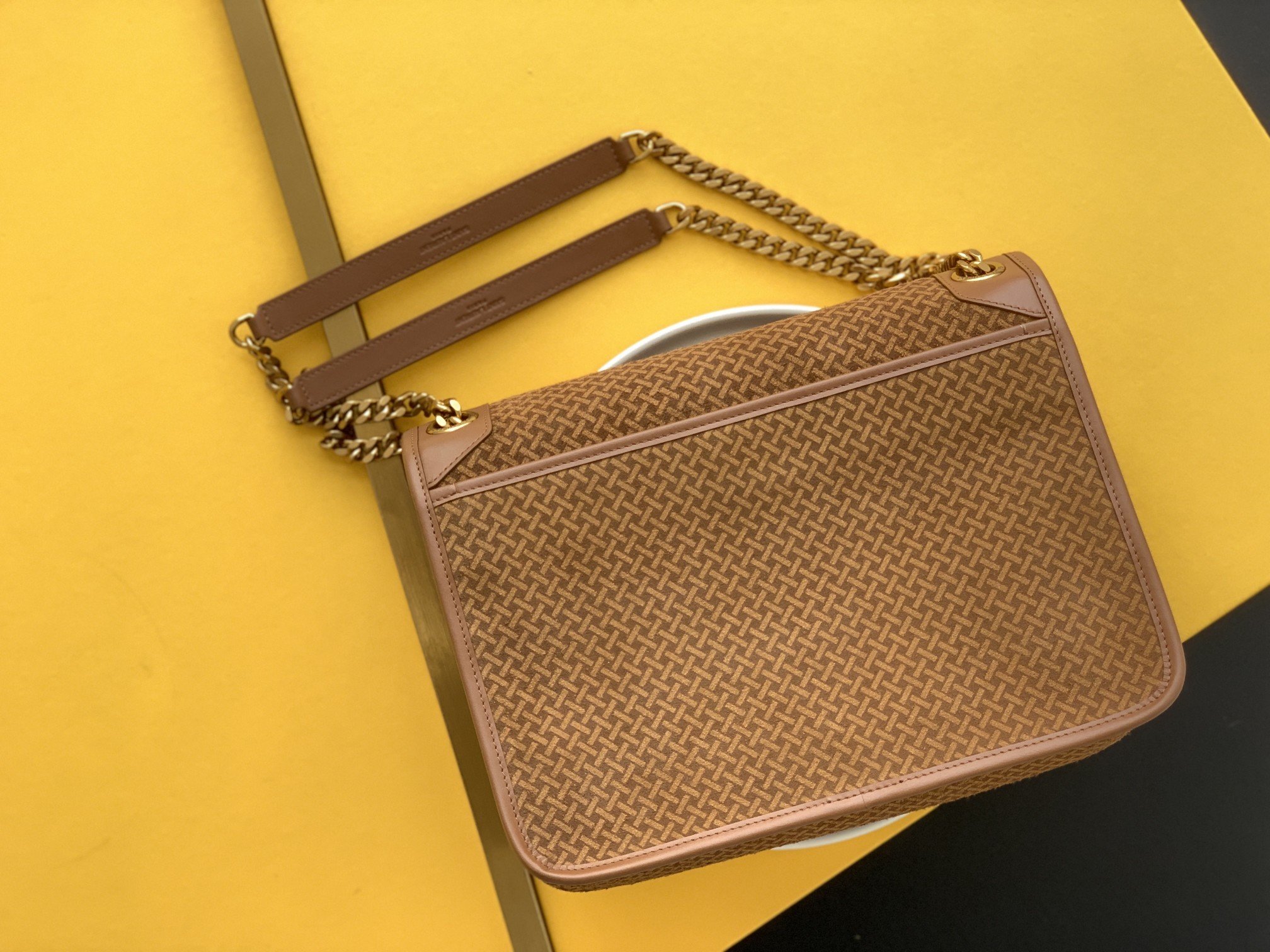 Saint Laurent Niki Medium Chain Bag Brown In Vintage Crinkled With Gold Toned Hardware For Women 11in/28cm YSL