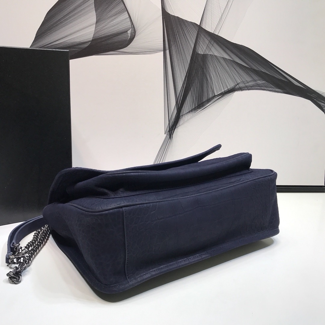 Saint Laurent Niki Medium Chain Bag In-Embossed Navy For Women 11in/28cm YSL