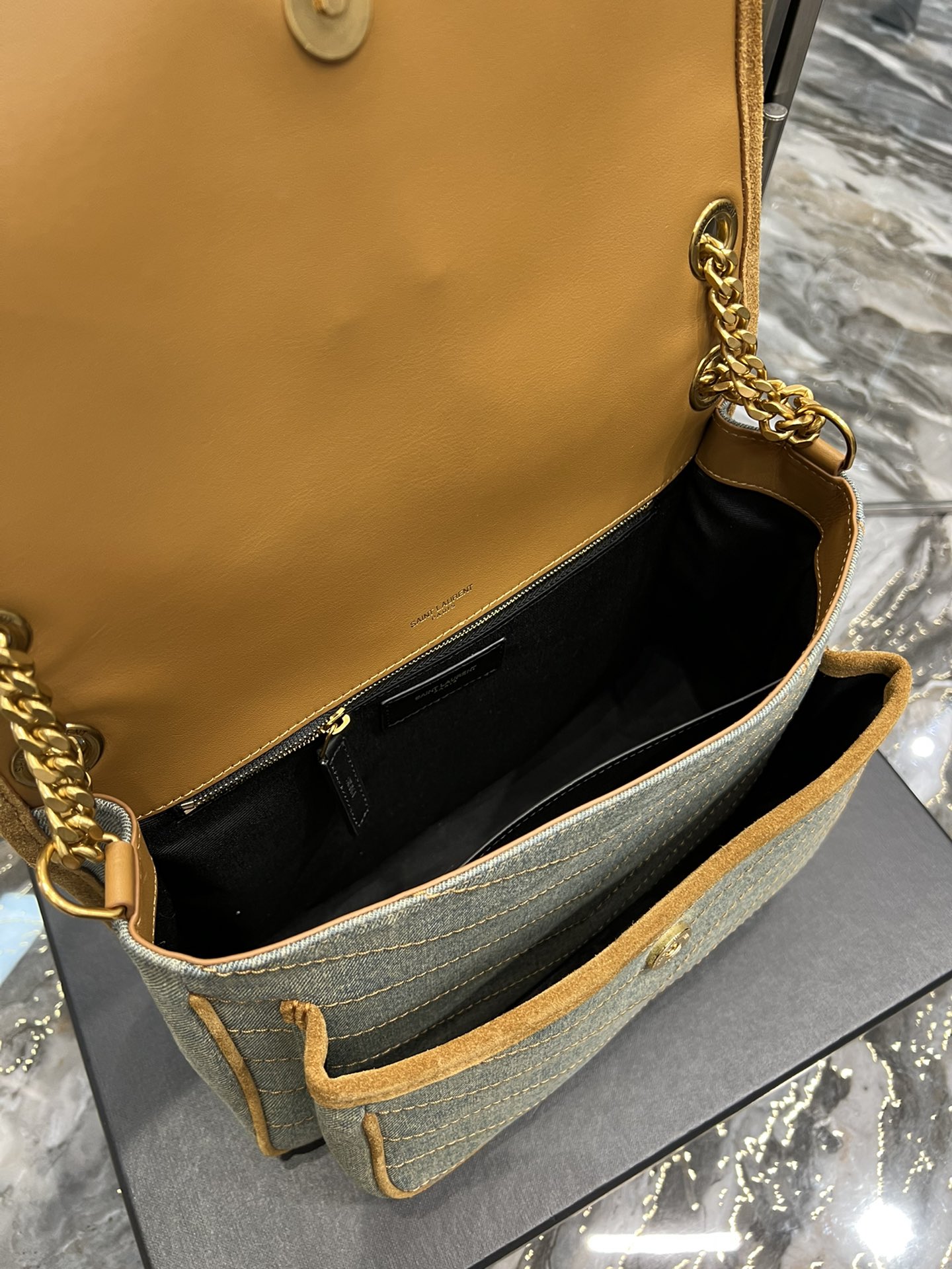 Saint Laurent Niki Medium Chain Bag In Canvas For Women 11in/28cm YSL
