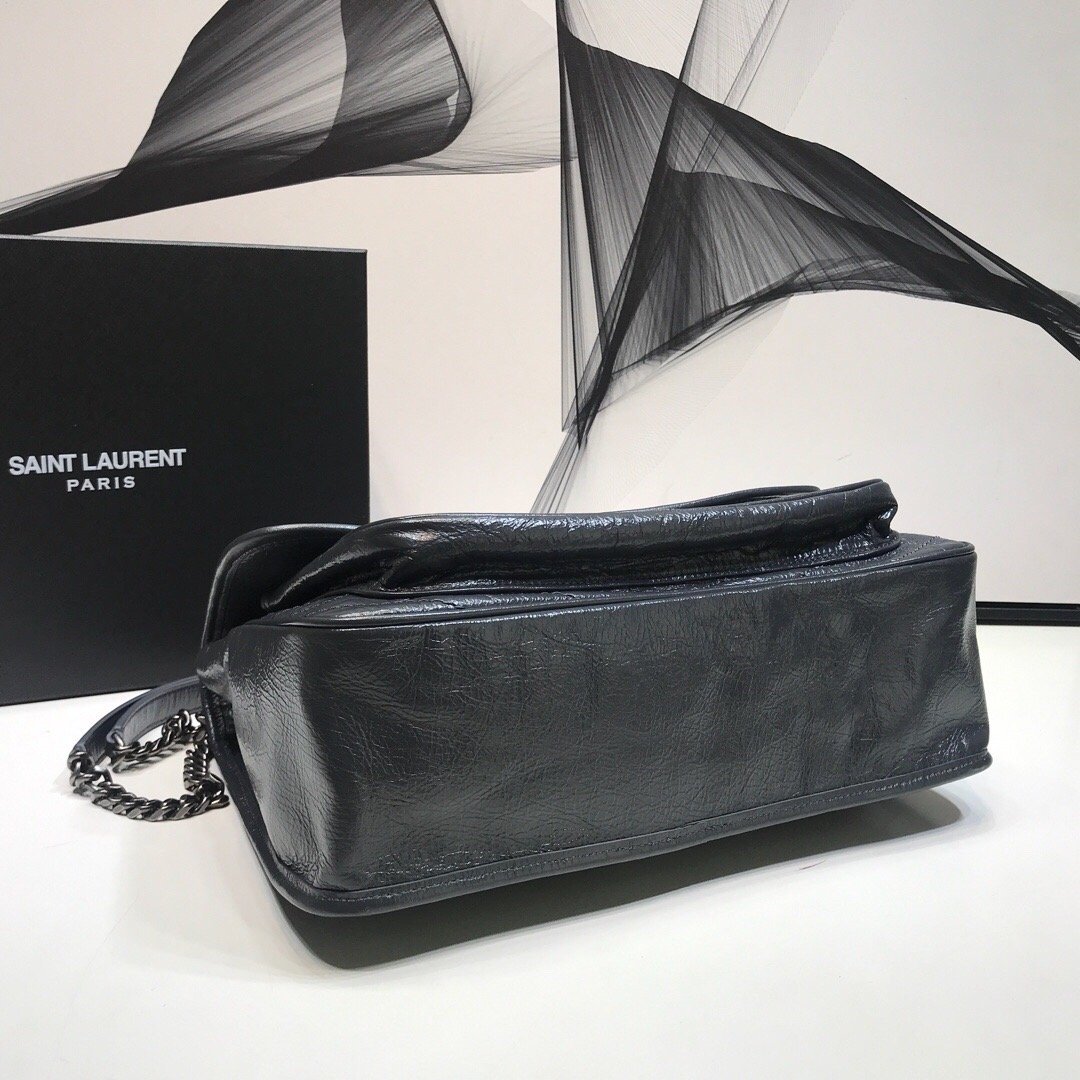 Saint Laurent Niki Medium Chain Bag In Crinkled Vintage Grey For Women 11in/28cm YSL 6331580EN041112