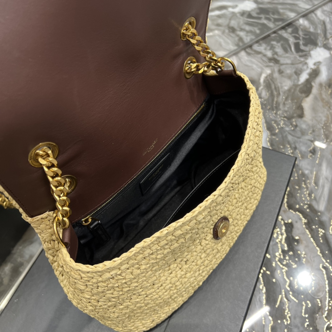 Saint Laurent Niki Medium Chain Bag In Rafia For Women 11in/28cm Brown YSL 633187GG66W7069
