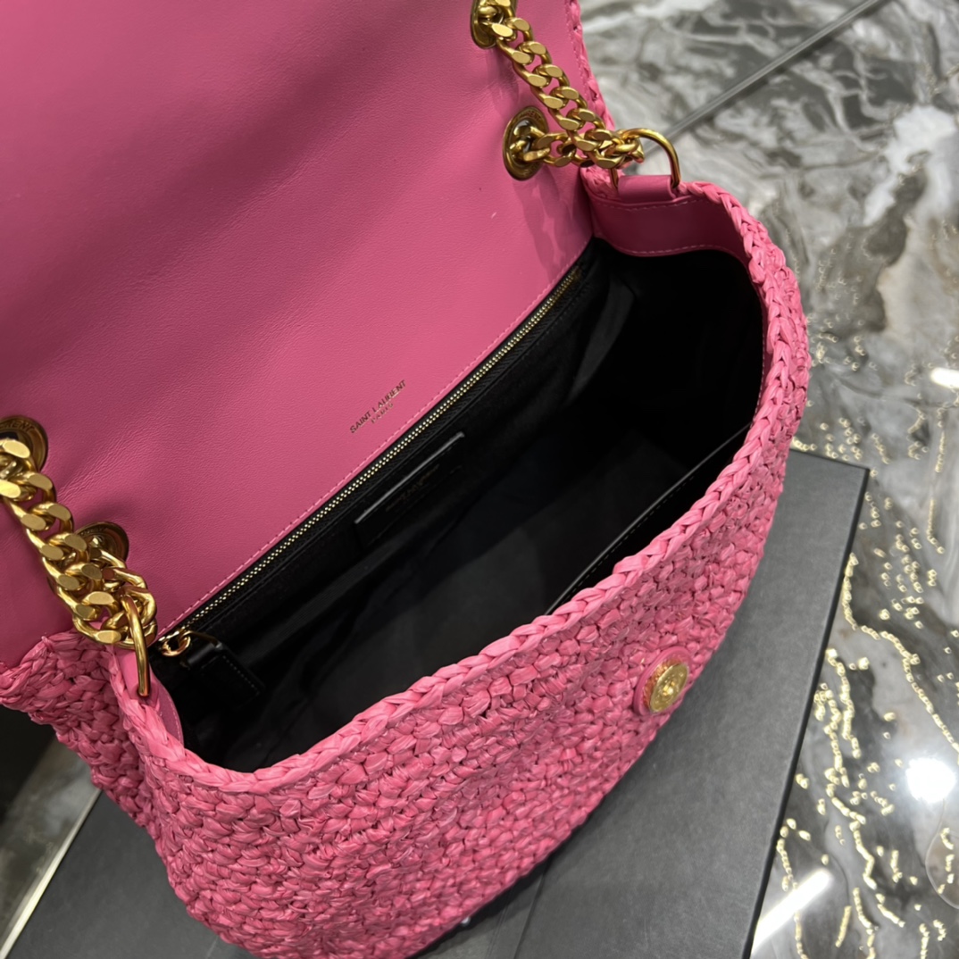 Saint Laurent Niki Medium Chain Bag In Rafia For Women 11in/28cm Pink YSL