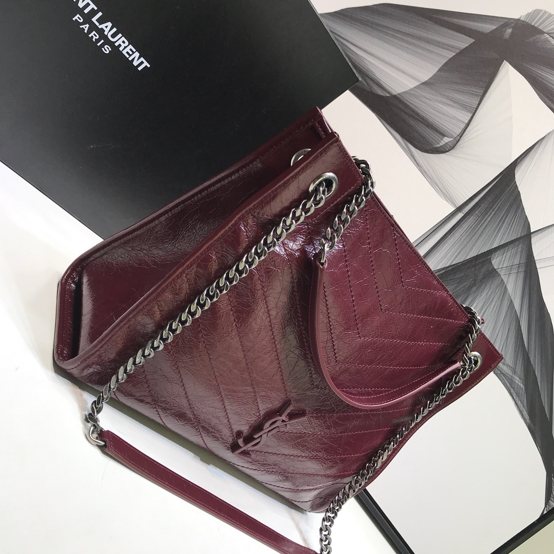 Saint Laurent Niki Medium Shopping Bag Burgundy For Women 12.6in/32cm YSL 