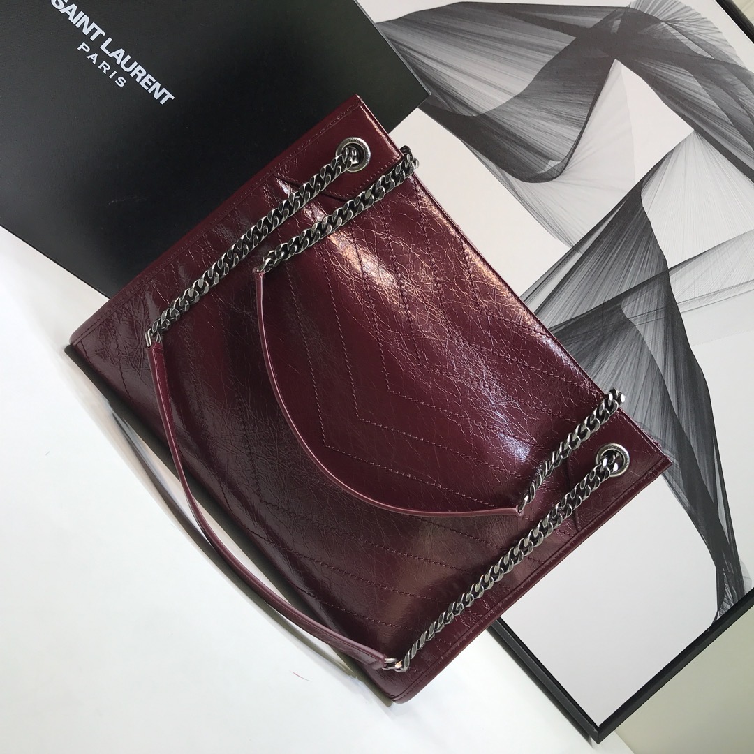 Saint Laurent Niki Medium Shopping Bag Burgundy For Women 12.6in/32cm YSL 