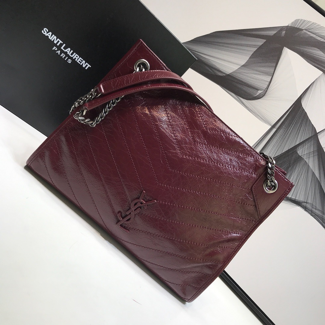 Saint Laurent Niki Medium Shopping Bag Burgundy For Women 12.6in/32cm YSL 