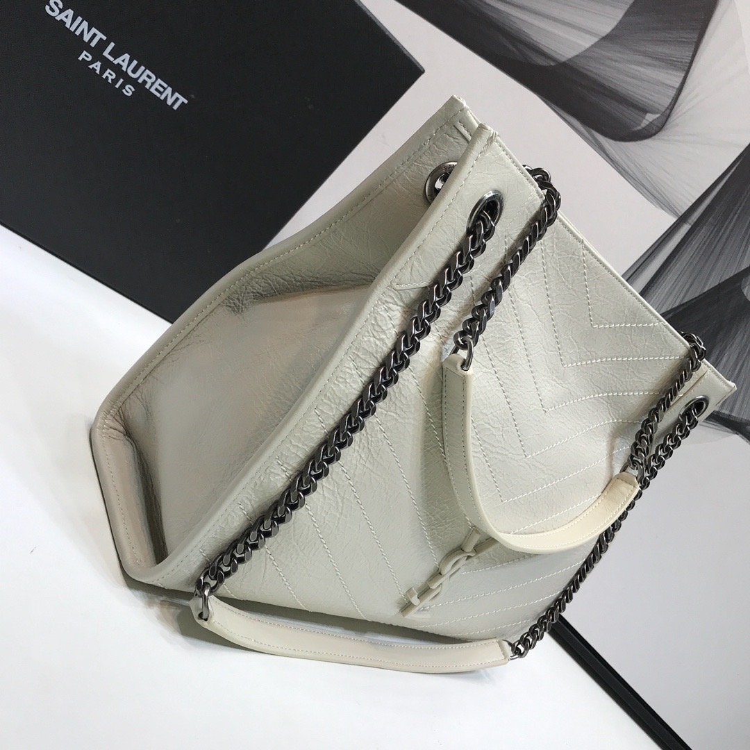 Saint Laurent Niki Medium Shopping Bag White For Women 12.6in/32cm YSL 