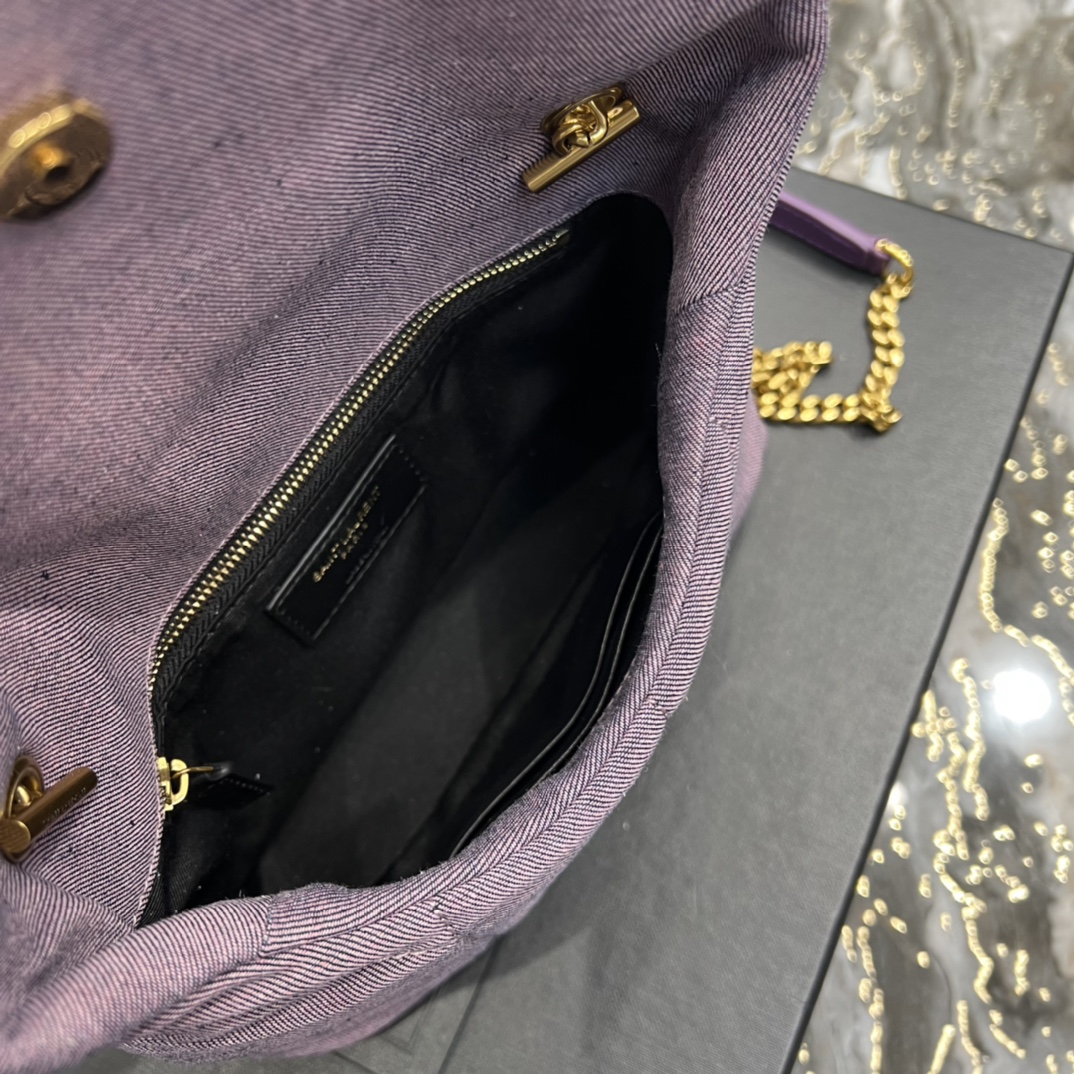 Saint Laurent Puffer Toy Bag Blesched Lilac In Denim For Women 9in/23cm YSL