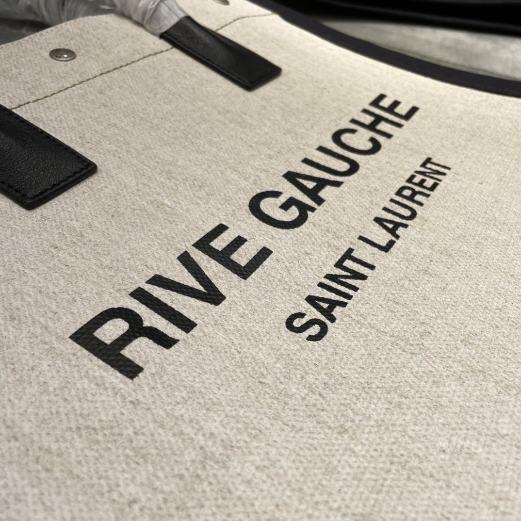 Saint Laurent Rive Gauche North/South Tote Bag In Printed Linen For Women 15.3in/39cm YSL 632539FAABR9083