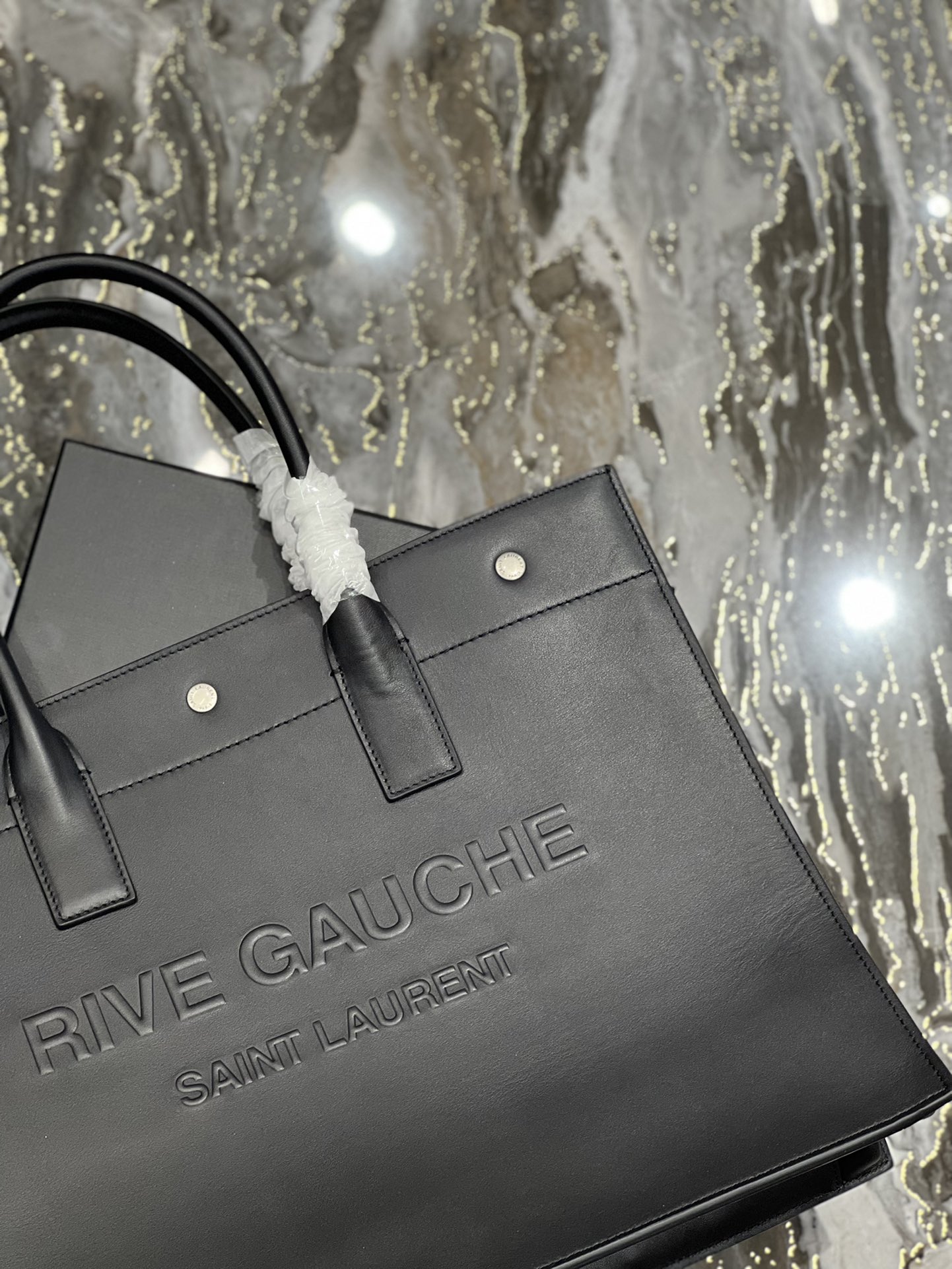 Saint Laurent Rive Gauche Small Tote Bag In Black Noir For Women 15.4in/39cm YSL 686266CWTFE1000