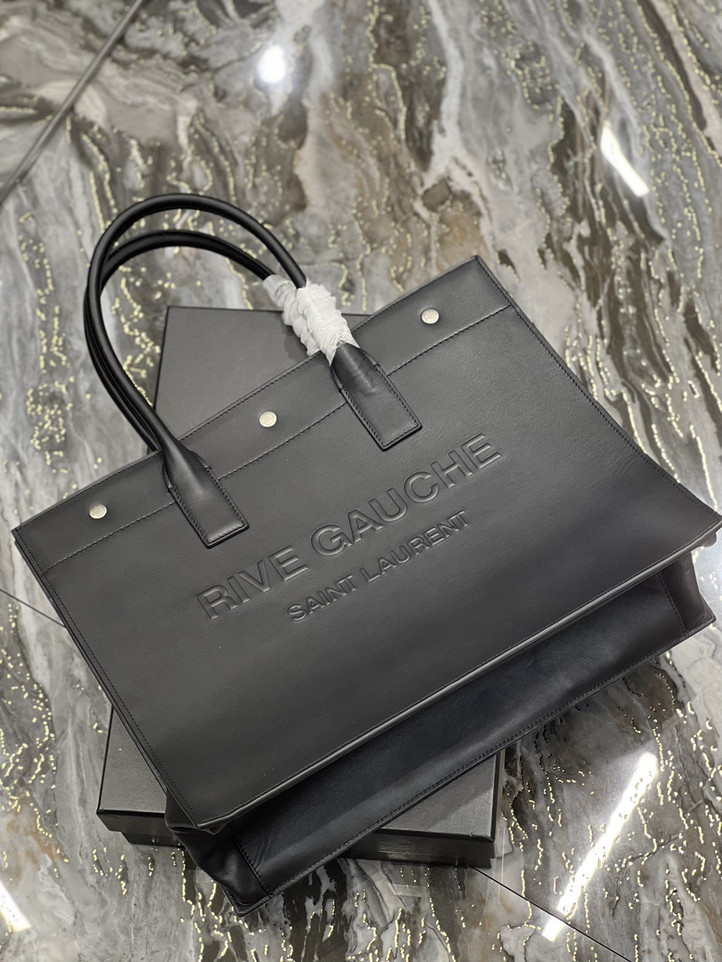 Saint Laurent Rive Gauche Small Tote Bag In Black Noir For Women 15.4in/39cm YSL 686266CWTFE1000