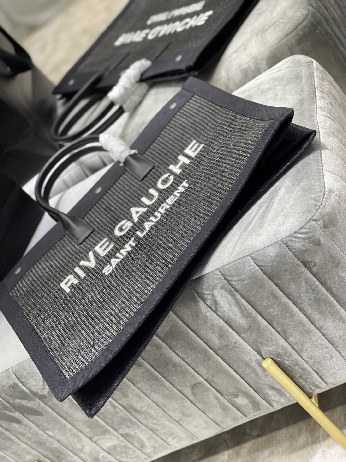 Saint Laurent Rive Gauche Tote Bag Grey For Women, Women’s Bags 18.9in/48cm YSL