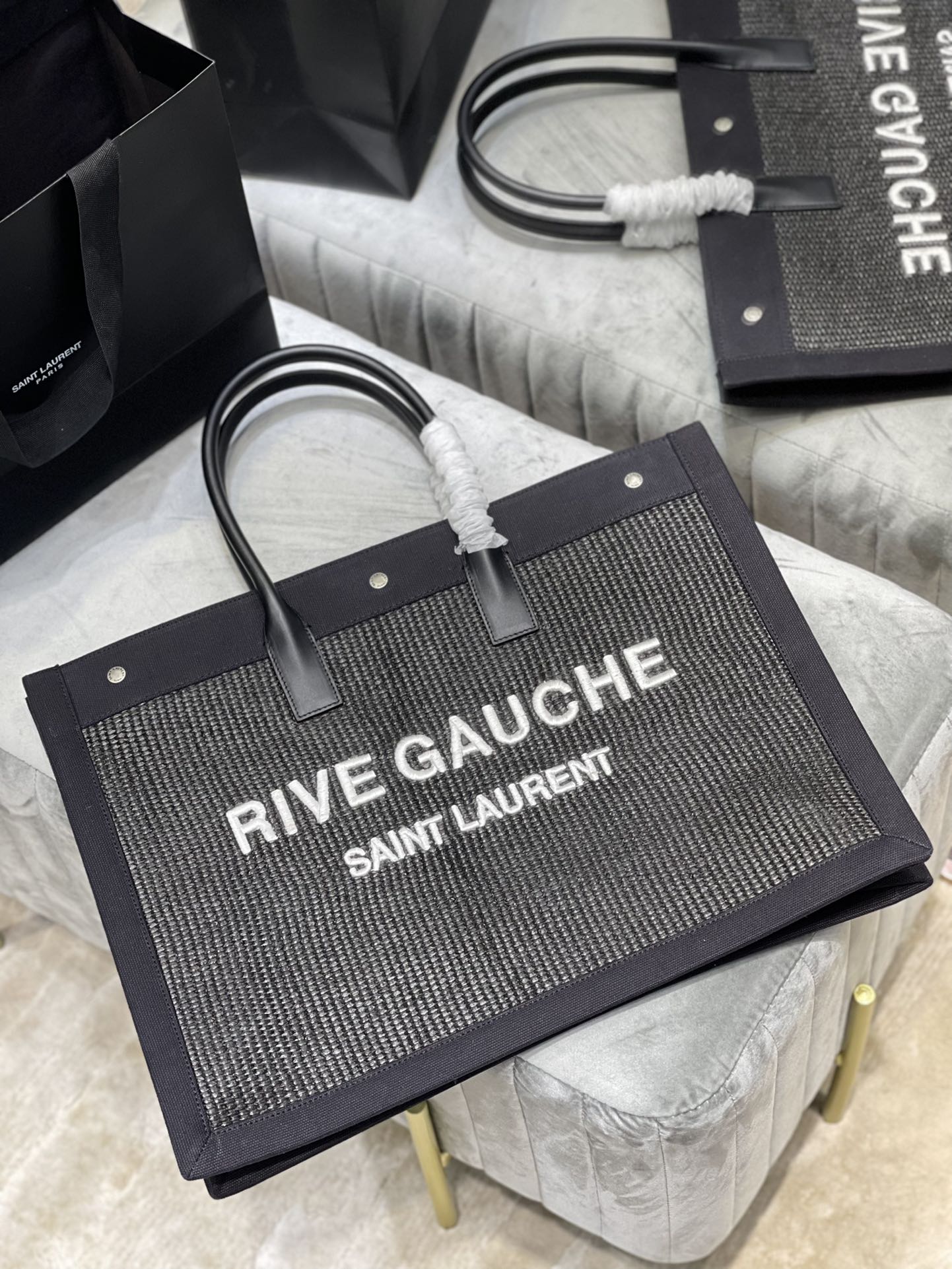 Saint Laurent Rive Gauche Tote Bag Grey For Women, Women’s Bags 18.9in/48cm YSL
