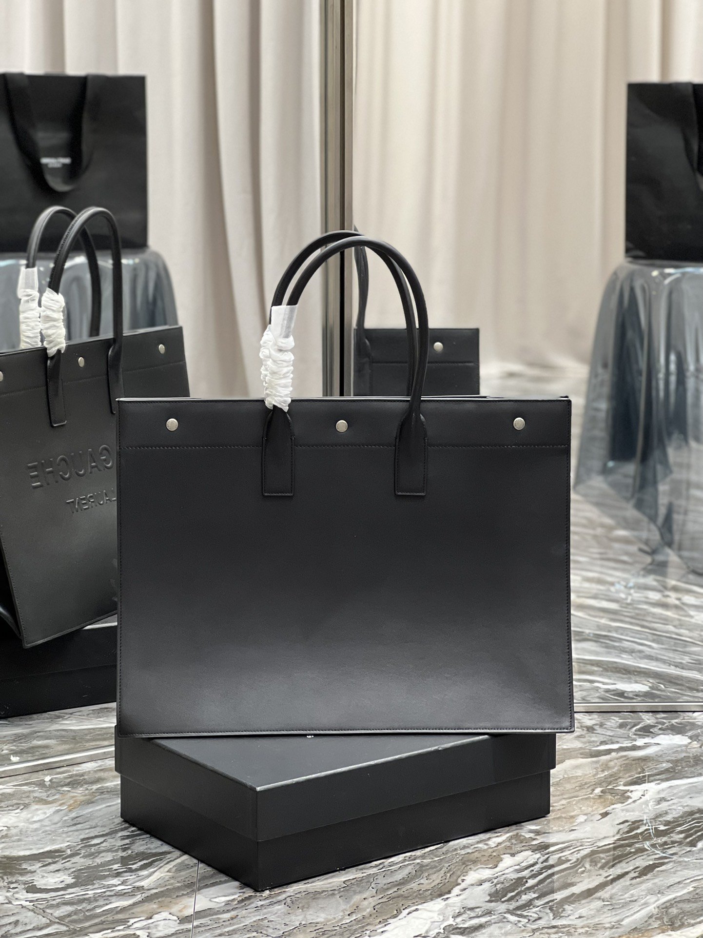 Saint Laurent Rive Gauche Tote Bag In Black For Women 18.9in/48cm YSL 587273CWTFE1000