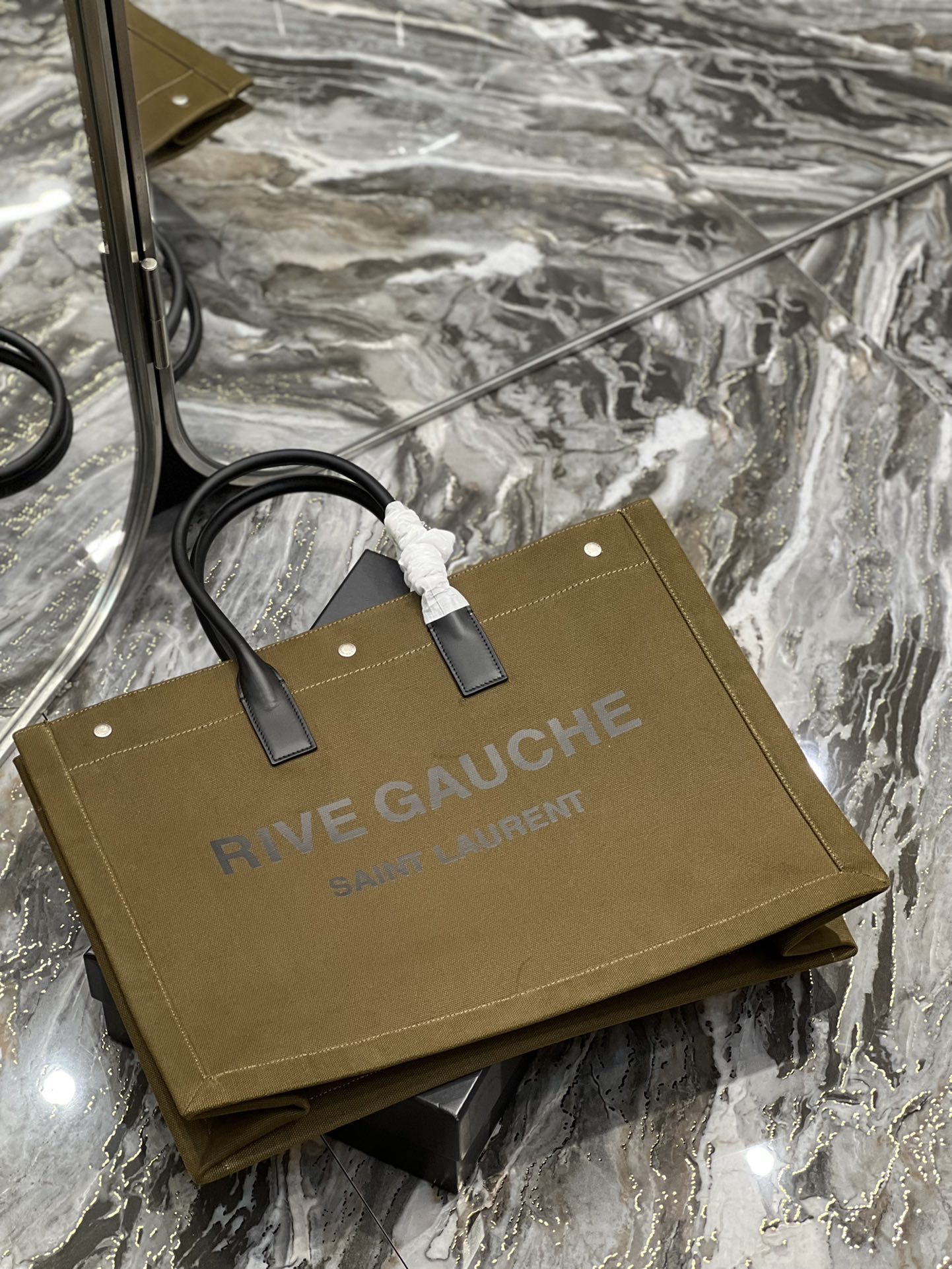 Saint Laurent Rive Gauche Tote Bag In Dark Kaki For Women 18.9in/48cm YSL 587273CWTFE2451