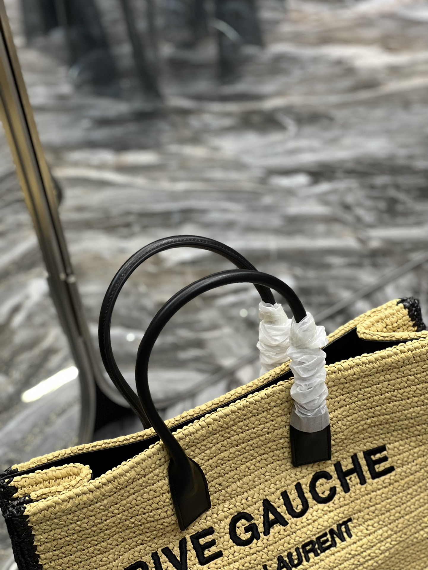 Saint Laurent Rive Gauche Tote Bag In Raffia For Women 18.9in/48cm YSL 685742GAAAG2099