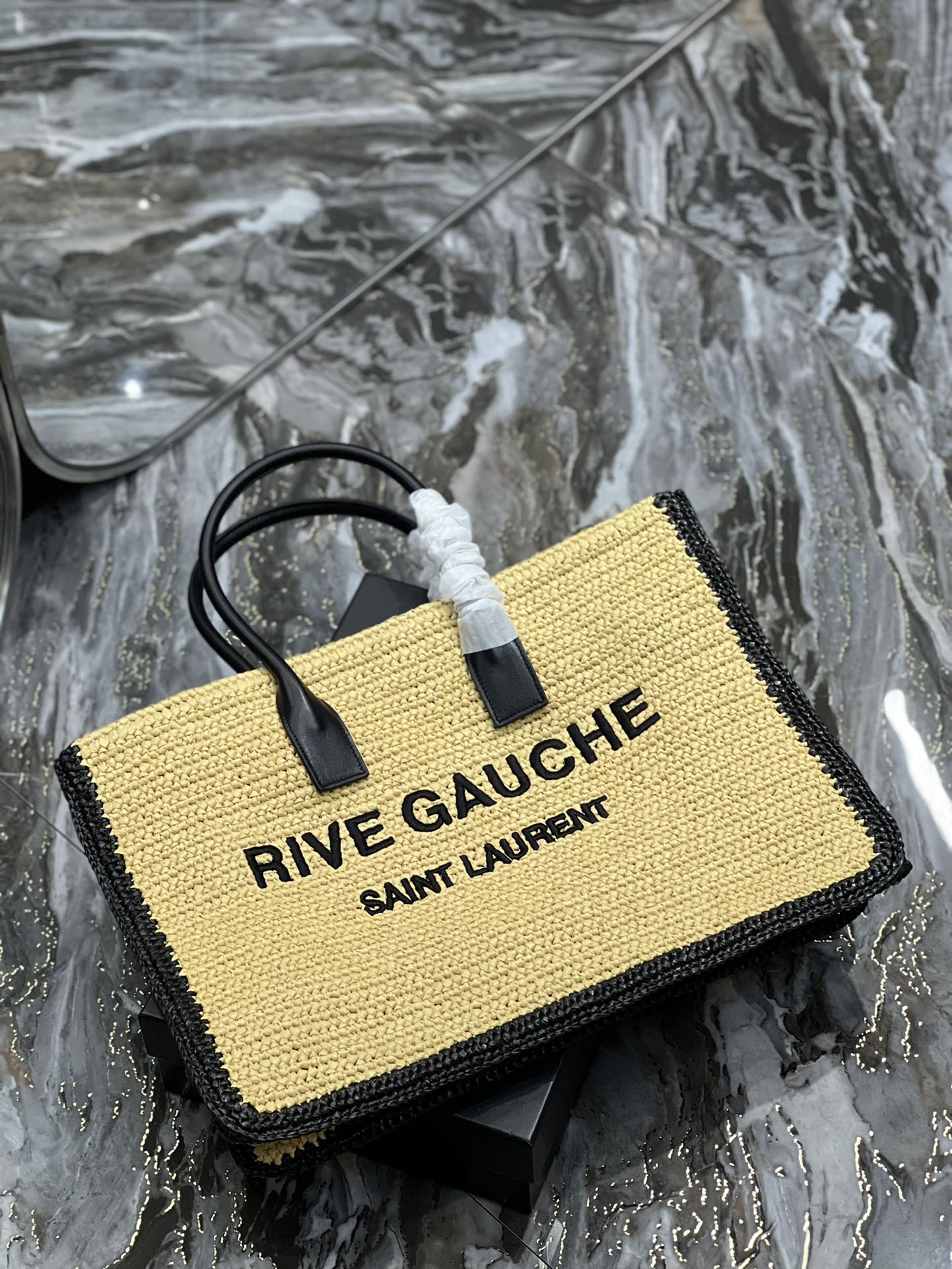 Saint Laurent Rive Gauche Tote Bag In Raffia For Women 18.9in/48cm YSL 685742GAAAG2099