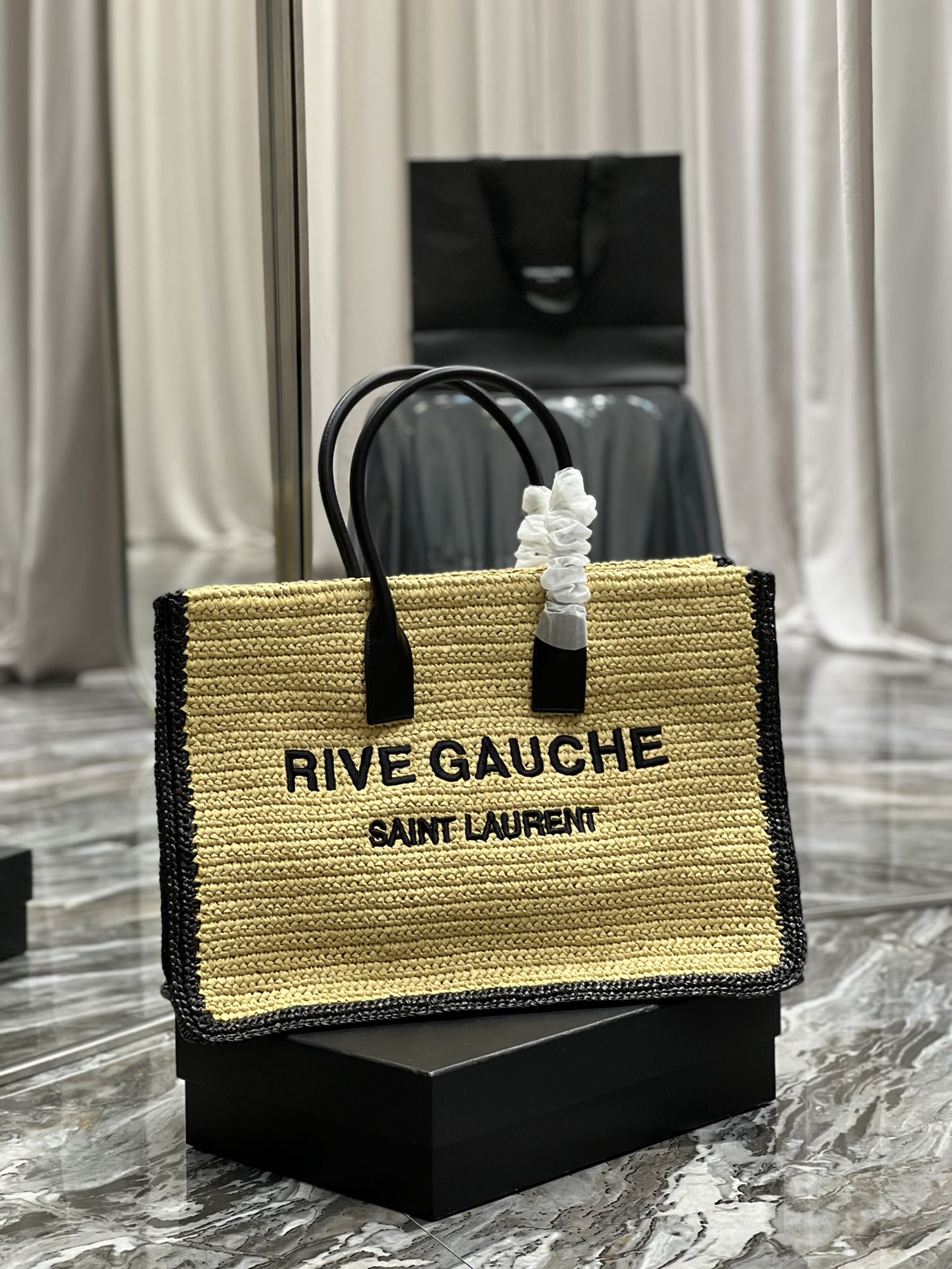 Saint Laurent Rive Gauche Tote Bag In Raffia For Women 18.9in/48cm YSL 685742GAAAG2099