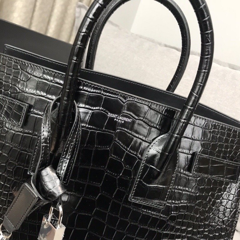 Saint Laurent Sac De Jour Small In Embossed Crocodile Black For Women 12.5in/32cm YSL  378299DND1N1000
