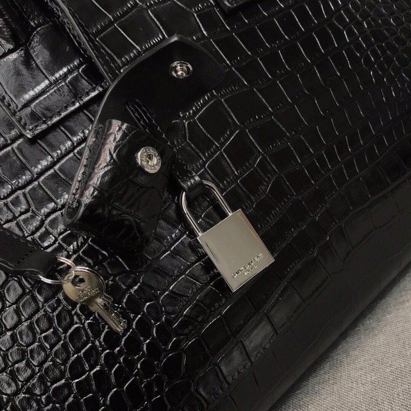 Saint Laurent Sac De Jour Small In Embossed Crocodile Black For Women 12.5in/32cm YSL  378299DND1N1000