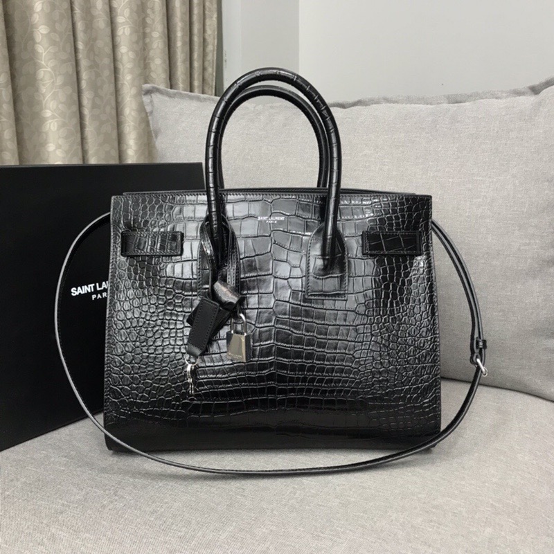 Saint Laurent Sac De Jour Small In Embossed Crocodile Black For Women 12.5in/32cm YSL  378299DND1N1000