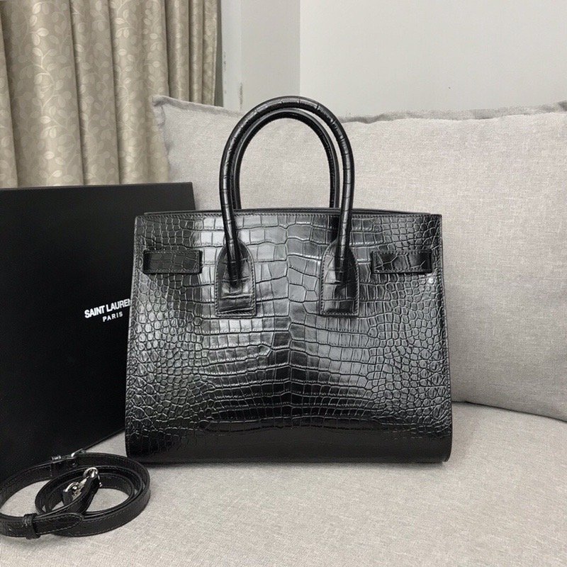 Saint Laurent Sac De Jour Small In Embossed Crocodile Black For Women 12.5in/32cm YSL  378299DND1N1000