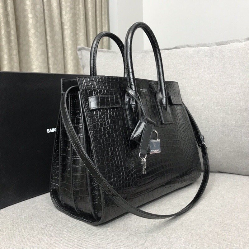 Saint Laurent Sac De Jour Small In Embossed Crocodile Black For Women 12.5in/32cm YSL  378299DND1N1000